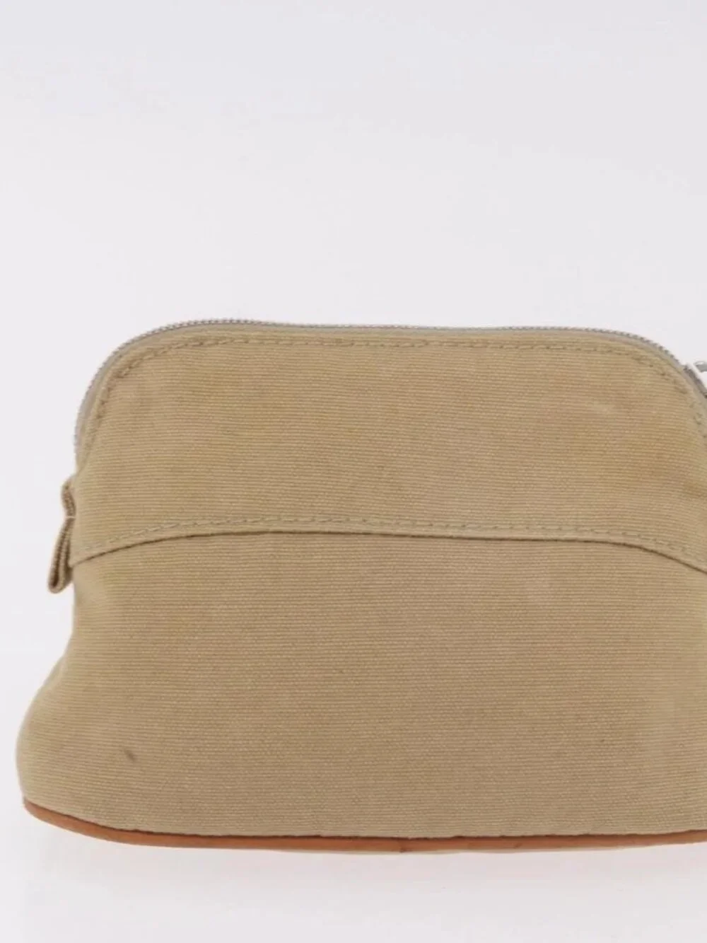 HERMES Pouch Canvas Leather 5 Set Beige Pink Purple Auth ti3991